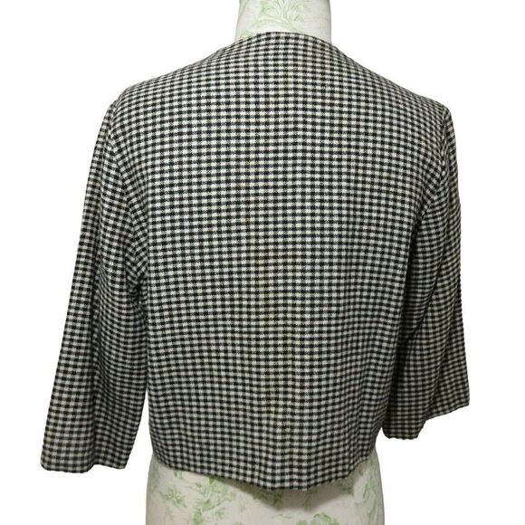 Vintage 60s Specialty House M Wool Crop Jacket Blazer Black Check Made In USA - Picture 5 of 8